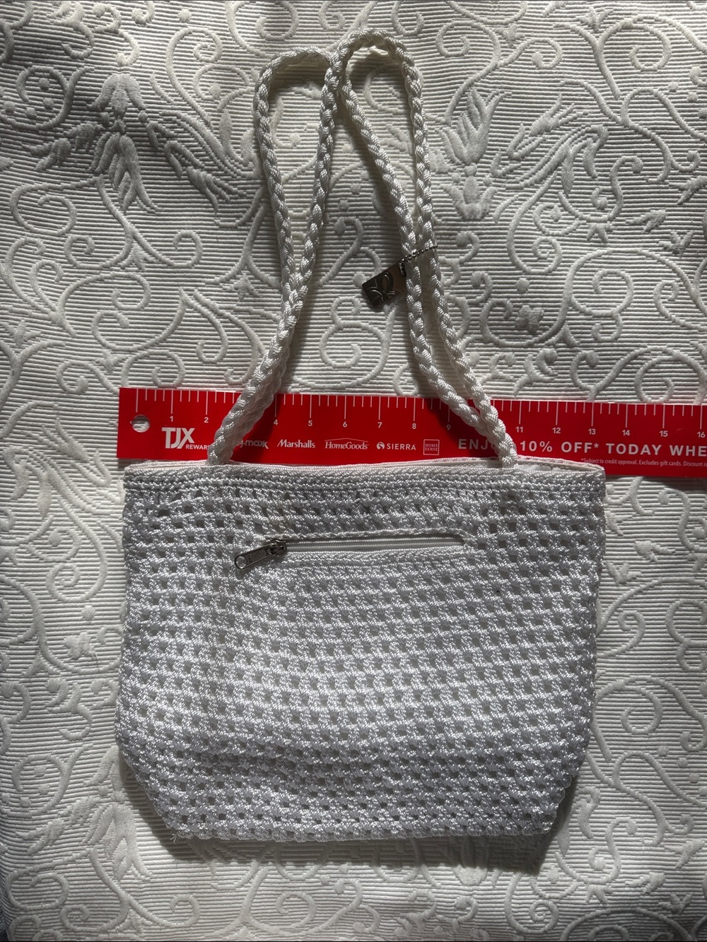 Lina White Woven Rope-Handle Tote